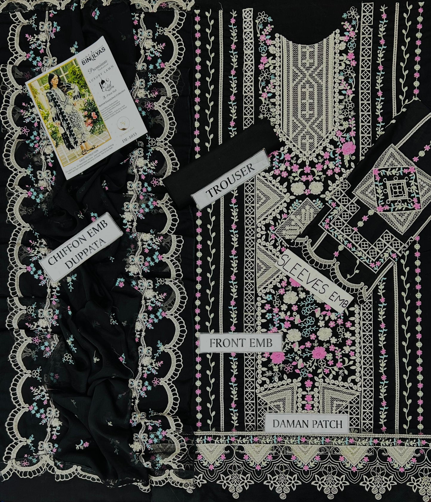 Brand :Presenting Bin Ilyas Lawn Collection (Black Lover 🖤 )