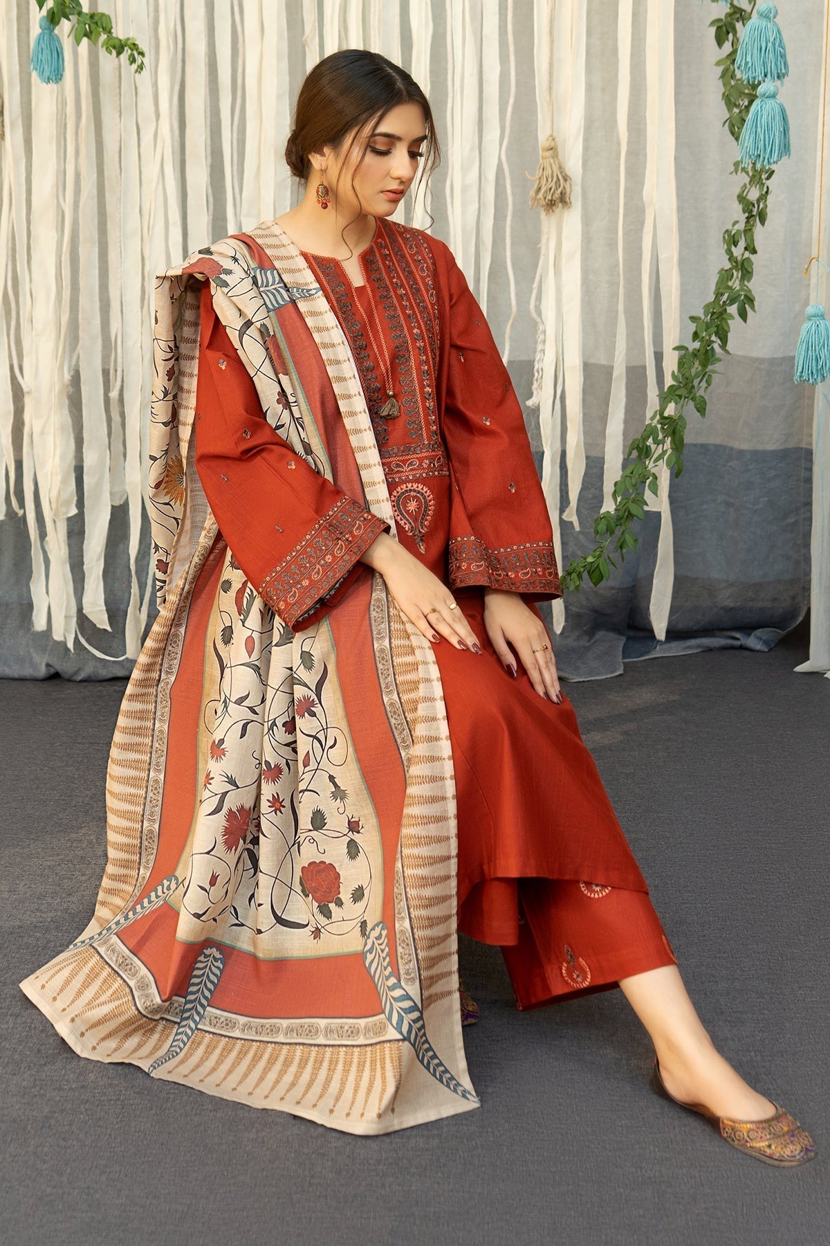 URGE -  Luxury Embroidered 3-Piece in Lawn UNSTICED AS-33