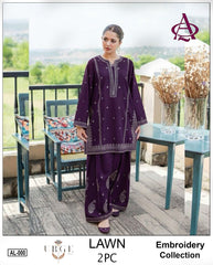 Embroidered 2Pc Lawn Unstitched Summer Dress - AL-00P