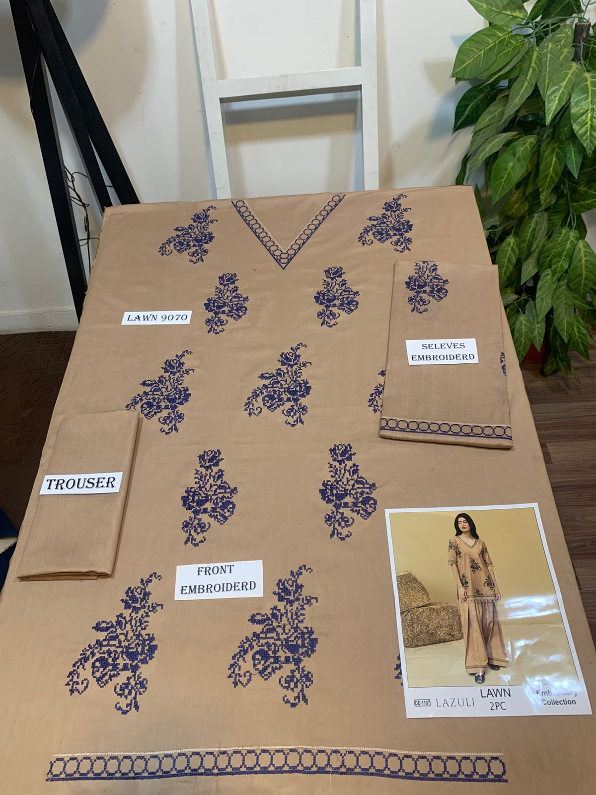 Embroidered 2Pc Lawn Unstitched Summer Dress - DE-1107