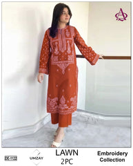 Embroidered 2Pc Lawn Unstitched Summer Dress - DE-1122N