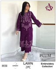 Embroidered 2Pc Lawn Unstitched Summer Dress - DE-1122PL