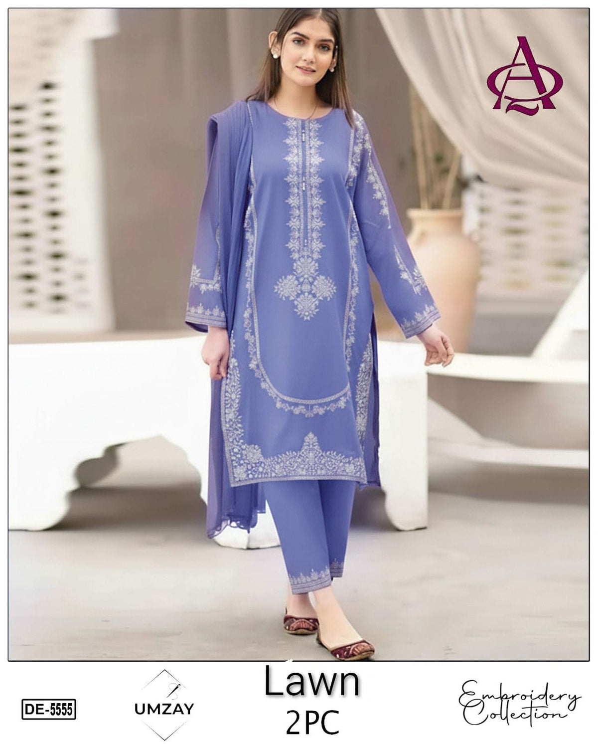 Embroidered 2Pc Lawn Unstitched Summer Dress - DE-55S