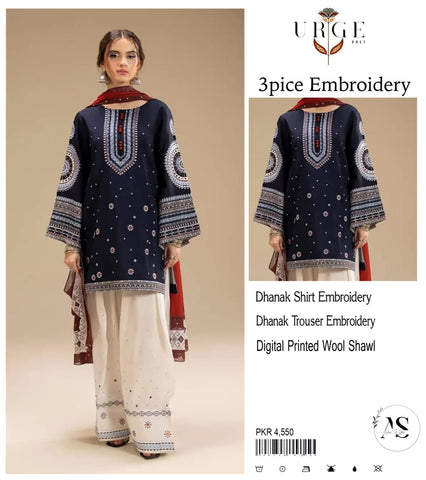 Rangrez-Haevy Embroidered 3-piece suit (UNSTITCHED)FT-9