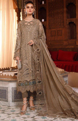 MARIA B Fabric Organza Fully Heavy Embroidered Front With Hand Stone Work With 3D flower Attach