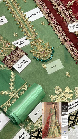 MARIA B By Alnisa Embroidery Collection  Fabric Masuri, Organza