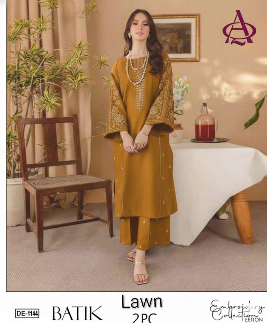 Embroidered 2Pc Lawn Unstitched Summer Dress - DE-1144