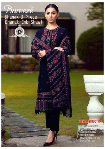 Bareeze Heavy Embroidered Dhanak Suit (Embroidered Dhanak Shawl)