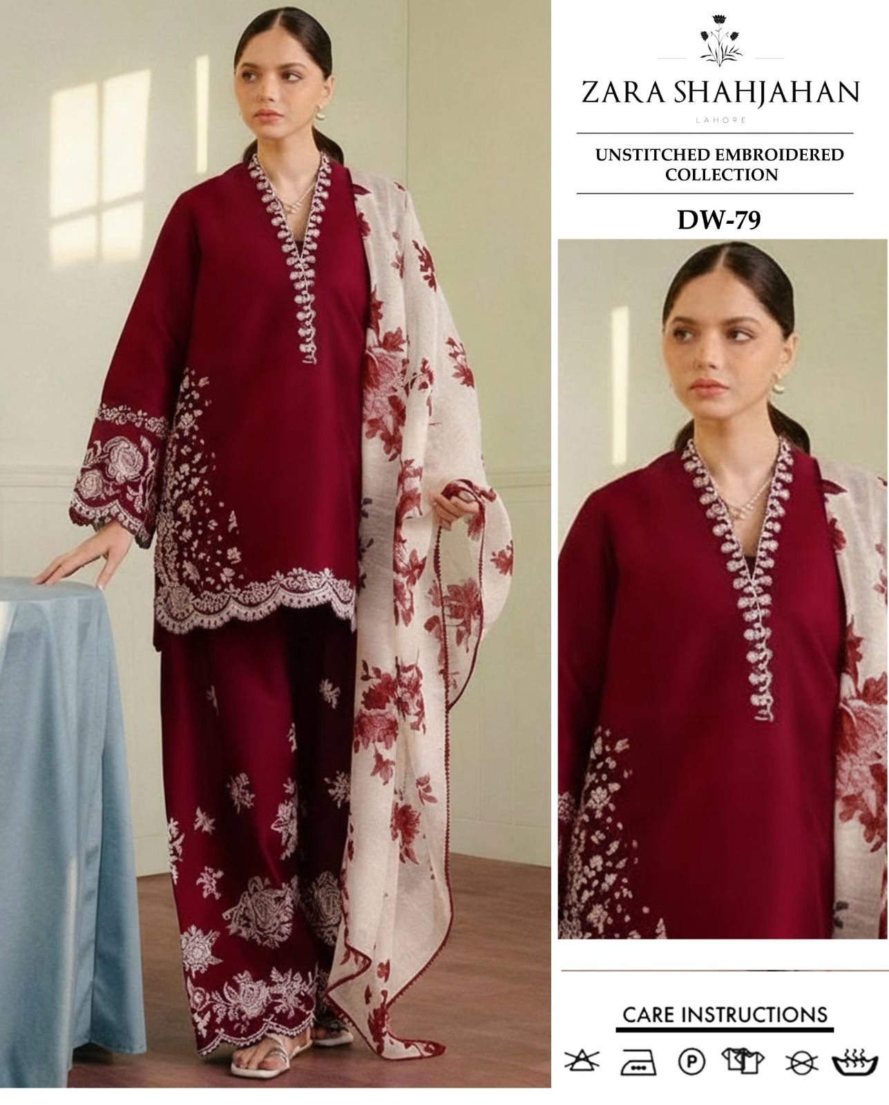 ZARA SHAHJAHAN Lawn Embroidered 3 Piece | Dw 79