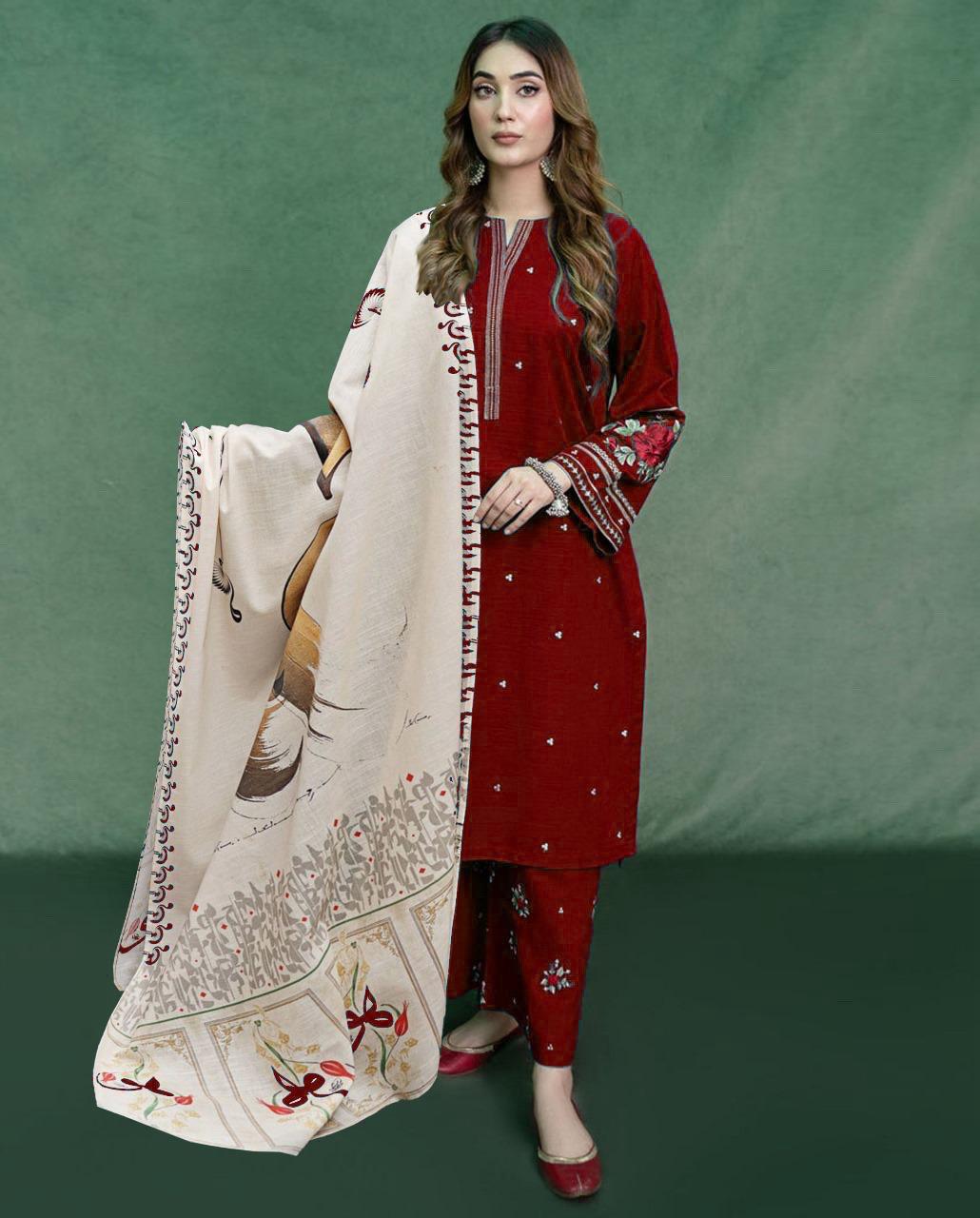 URGE -  – Luxury Embroidered 3-Piece in Lawn UNSTICED AS-02-C