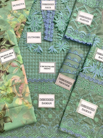 MUSHQ 3PC EMBROIDERED LAWN DRESS WITH SILK DUPATTA