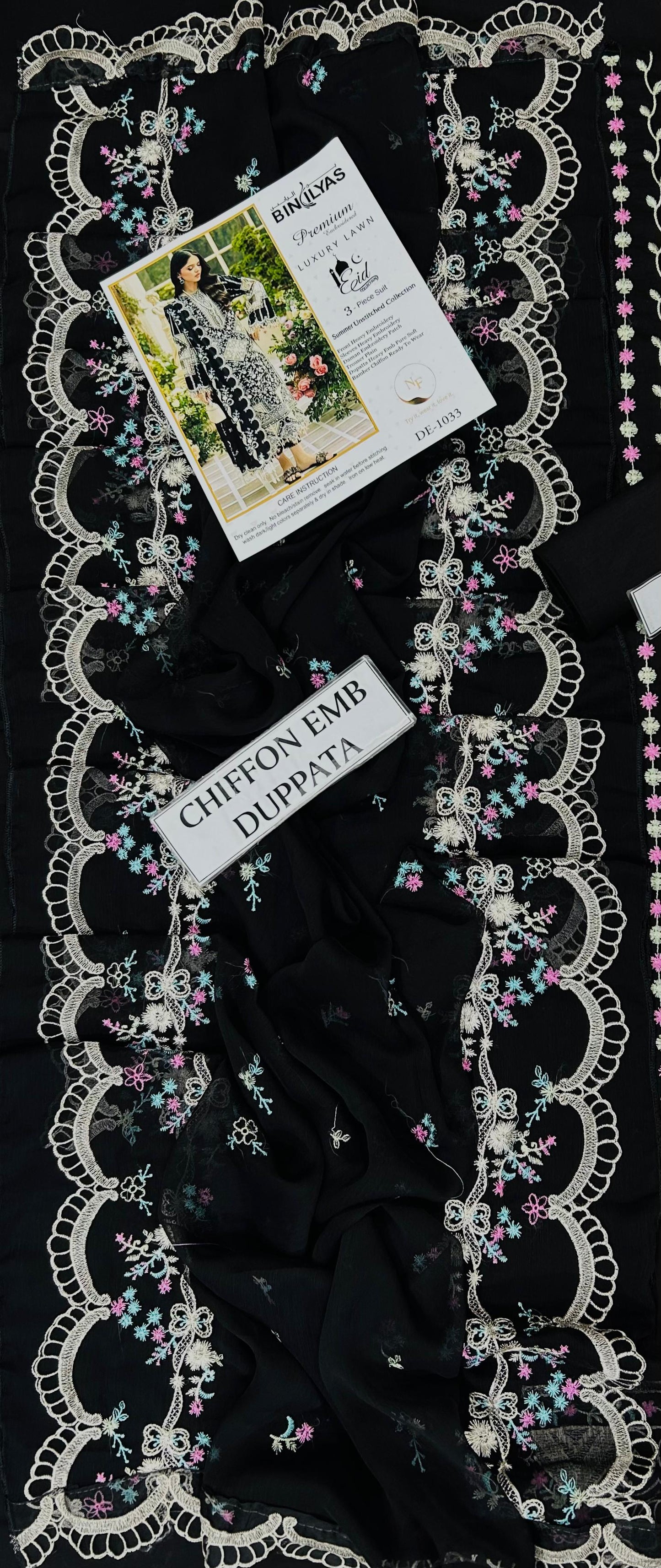 Brand :Presenting Bin Ilyas Lawn Collection (Black Lover 🖤 )