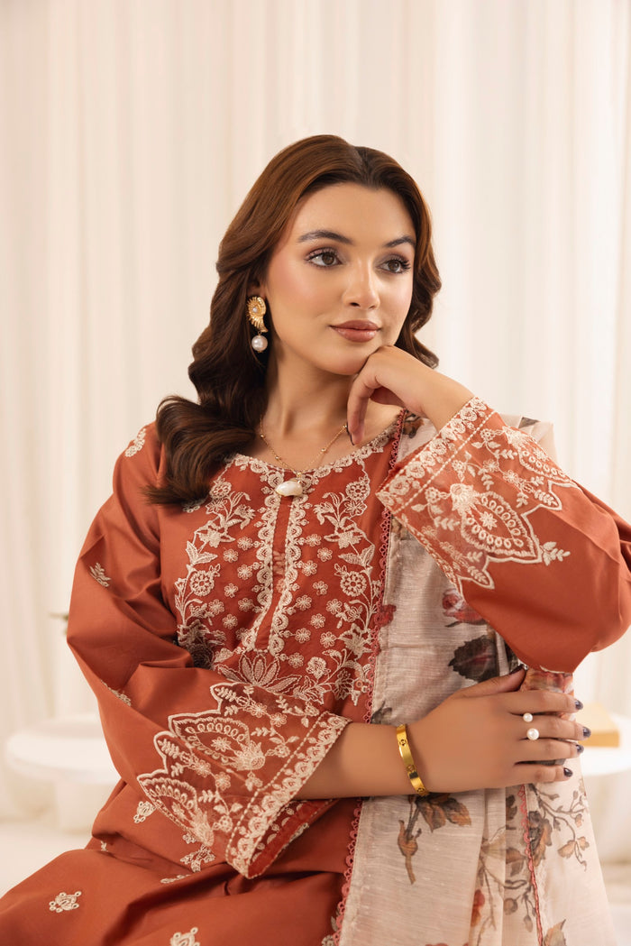 MOHAGNI– Heavy Embroidered 3-Piece Suit Lawn (UNStitched)AS-32