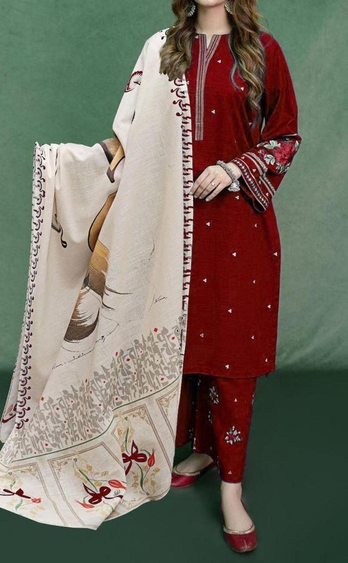 URGE -  – Luxury Embroidered 3-Piece in Lawn UNSTICED AS-02-C
